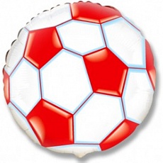 Фольгированный шар (46 см) Круг, Футбольный мяч, Красный